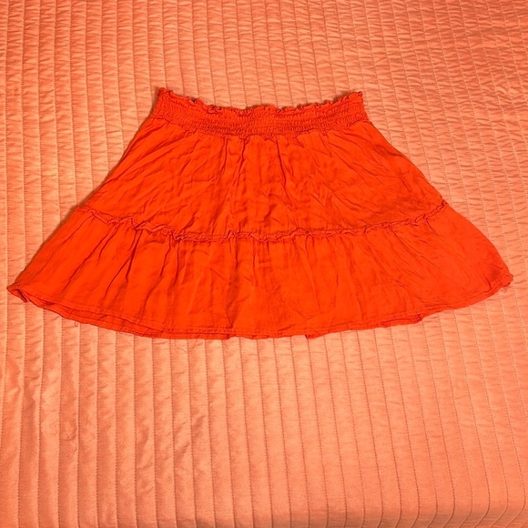 by Anthropologie Orange Smocked Mini Skirt size Small - Picture 2 of 11
